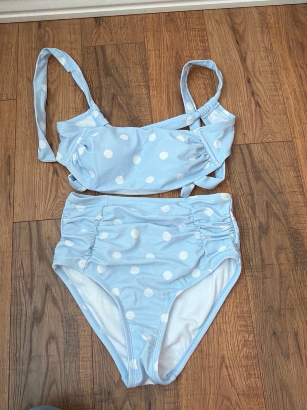 wild fable Light Blue and White Polka Dot High Waist Bikini